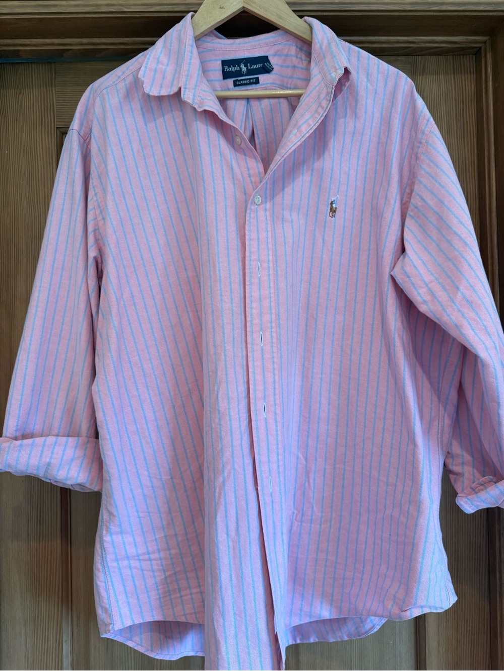 Ralph Lauren Pink and Blue Striped Button-Down Shirt